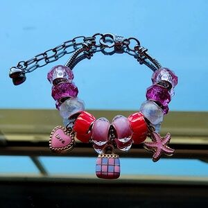 Pink and Red Kids Charm Bracelet